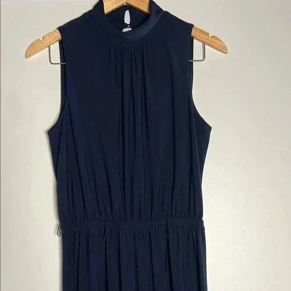 Women's Blue Sleeveless Jumpsuit Mock Neck - Wide Legs Very Cute Corporate Look - Picture 6 of 14